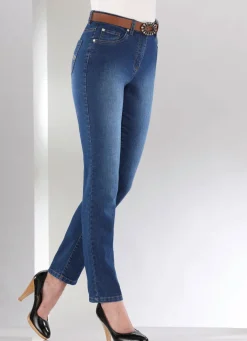 Jeans mit schönen Stickereien und funkelnden Strassteinen