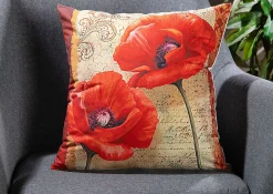 Kissenbezug mit Mohnblumen-Motiven