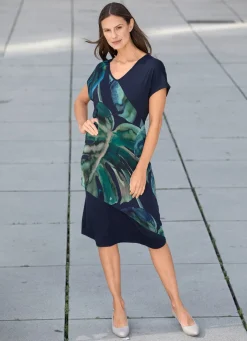 Kleid mit Chiffon-Besatz