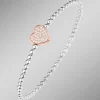 Kugelketten-Armband aus Silber 925/- fein mit Zirkonia-Herz