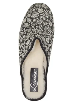 Laurina Pantoffel mit Blumen-Stickerei