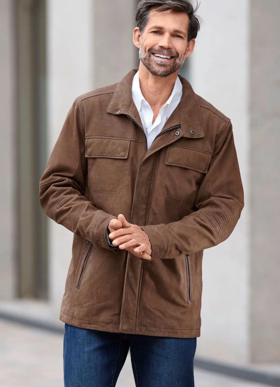 Lederjacke mit Brusttaschen