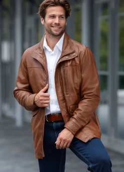 Lederjacke mit Doppeltaschen