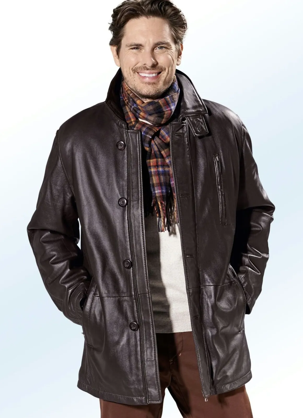 Lederjacke mit Reißverschluss-Doppeltaschen