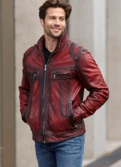 Lederkurzjacke mit Brusttaschen