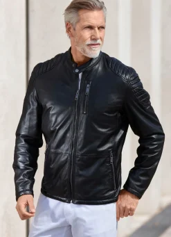 Lederkurzjacke mit Ziersteppung