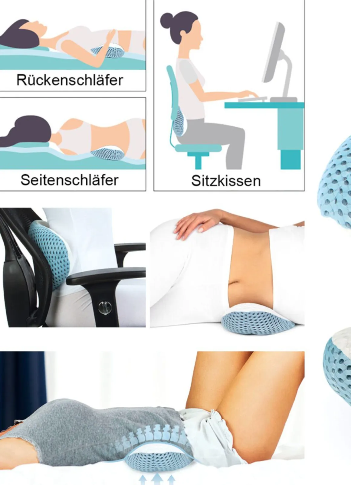 Lendenkissen 3-in-1 – entspannt sitzen und schlafen