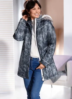 Longjacke mit abnehmbarer Kapuze
