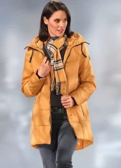 Longjacke mit fester Kapuze