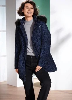 Longjacke mit Raubtierfell-Dessin