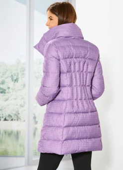 Longjacke mit dezent glänzendem Hahnentritt-Dessin