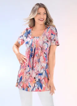 Longshirt mit Faltenlegung am Halsausschnitt in 2 Farben