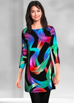 Longshirt mit flachem Halsausschnitt