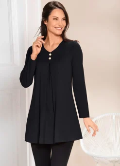 Longshirt mit Kellerfalte im Vorderteil in 2 Farben