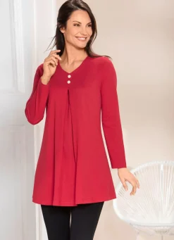 Longshirt mit Kellerfalte im Vorderteil in 2 Farben