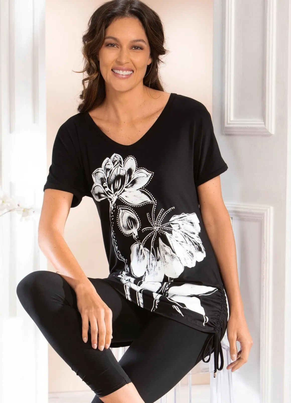 Longshirt mit Kontrastdruck