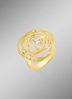 Mattierter Damenring mit Zirkonia