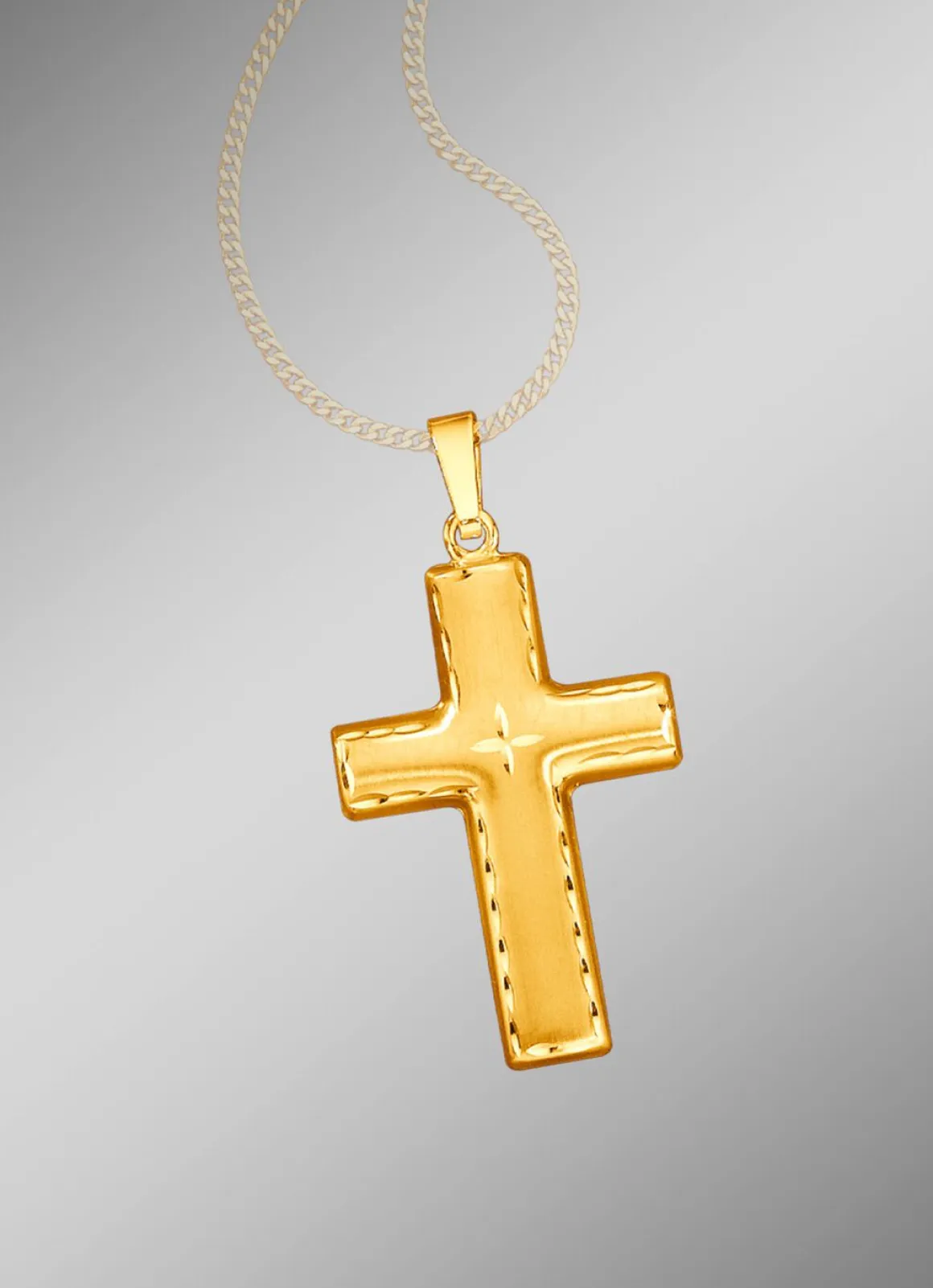 Mattierter und diamantierter Kreuz-Anhänger