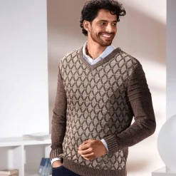 Melierter V-Pullover