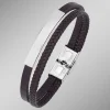 Modernes Leder-Armband mit Edelstahl