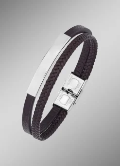 Modernes Leder-Armband mit Edelstahl