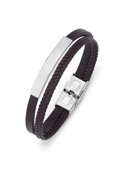 Modernes Leder-Armband mit Edelstahl