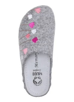 Mubb, klassische Damen-Hausschuhe, Weite H, mit Blumen-Stickerei