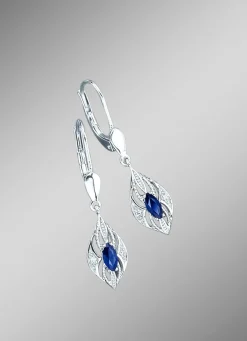 Ohrringe mit Brillanten und echten blauen Safiren