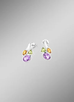Ohrstecker mit echt Amethyst, echt Citrin und echt Peridot