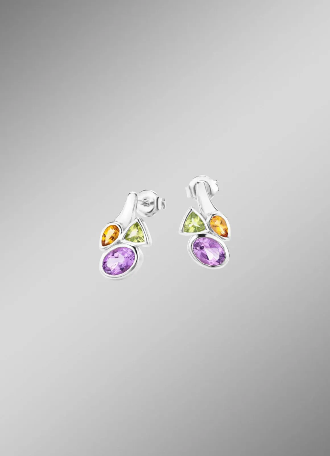 Ohrstecker mit echt Amethyst, echt Citrin und echt Peridot