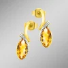 Ohrstecker mit echt Citrin und 2 Diamanten