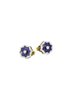 Ohrstecker mit echt Lapislazuli, Brillanten und Diamanten