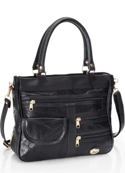 Patchwork-Tasche mit abnehmbarem Umhängeriemen