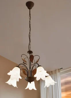 Pendelleuchte aus Metall mit Glasschirmen