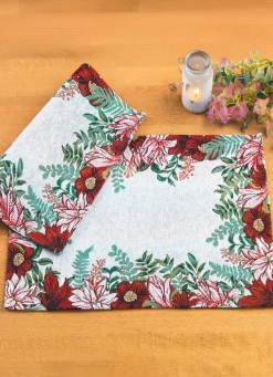 Platzset mit Blüten-Motiv, 2-teilig