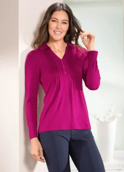 Poloshirt mit kurzer Zierknopfleiste in 3 Farben