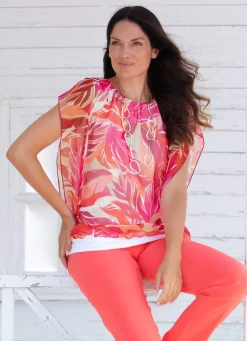 Poncho-Tunika mit eingearbeitetem Top