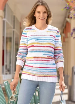 Pullover in Strick- und Mustermix