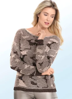 Pullover mit Allovermuster und Glitzer