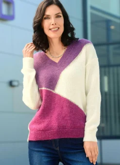 Pullover mit Alpaka und in Color-Blocking