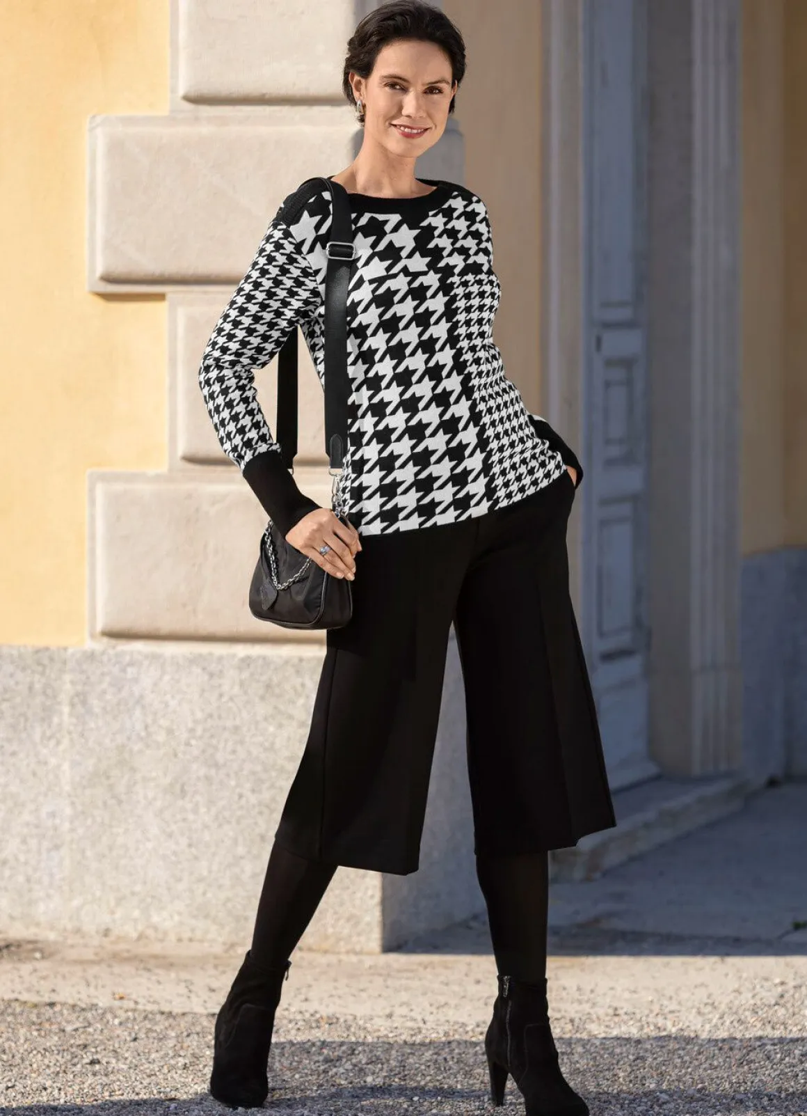 Pullover mit Hahentrittmuster