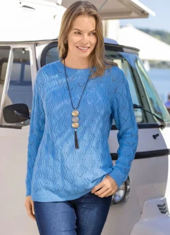 Pullover mit streckendem Wellendessin