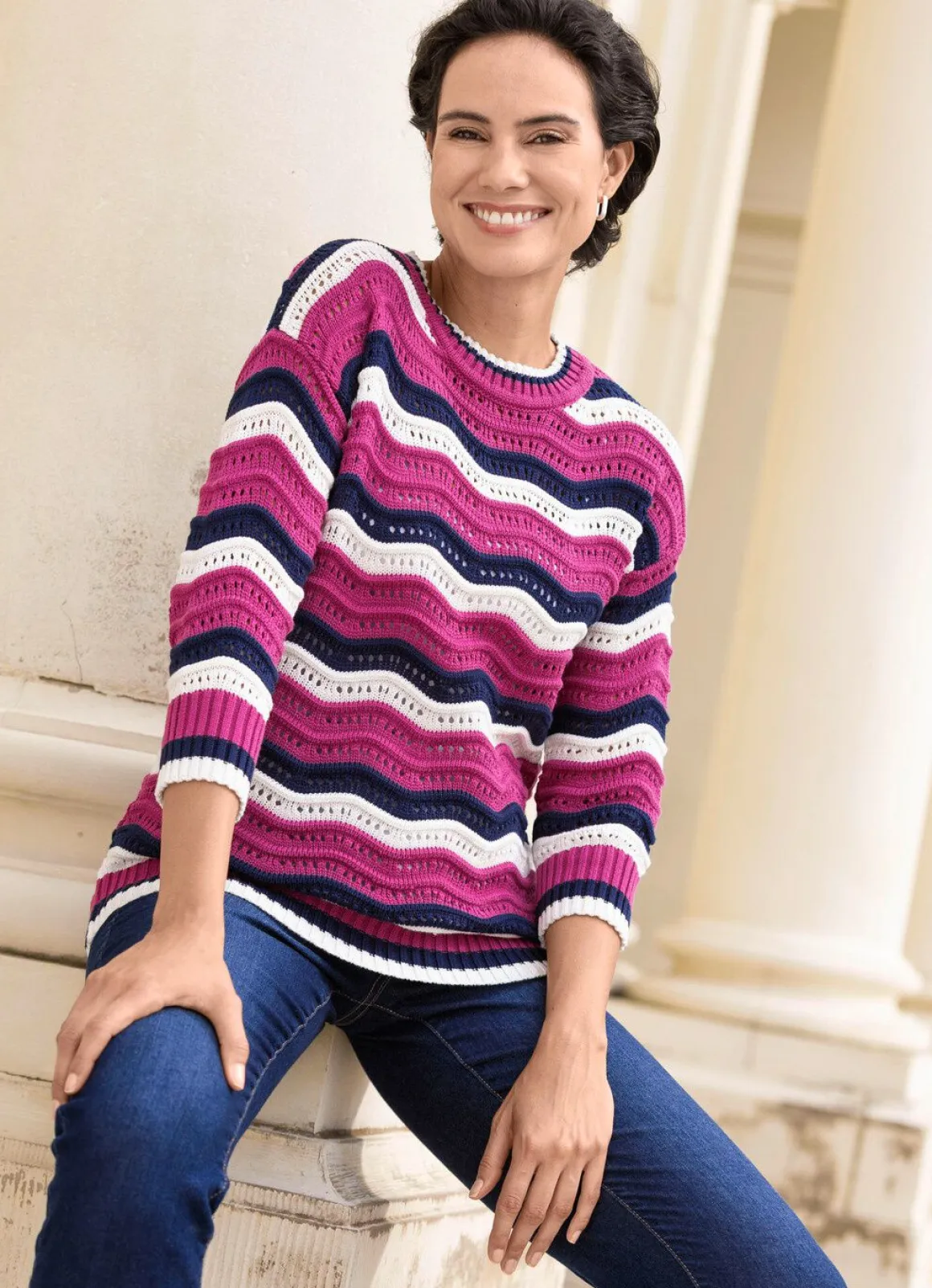 Pullover mit Wellen-Ringeldessin