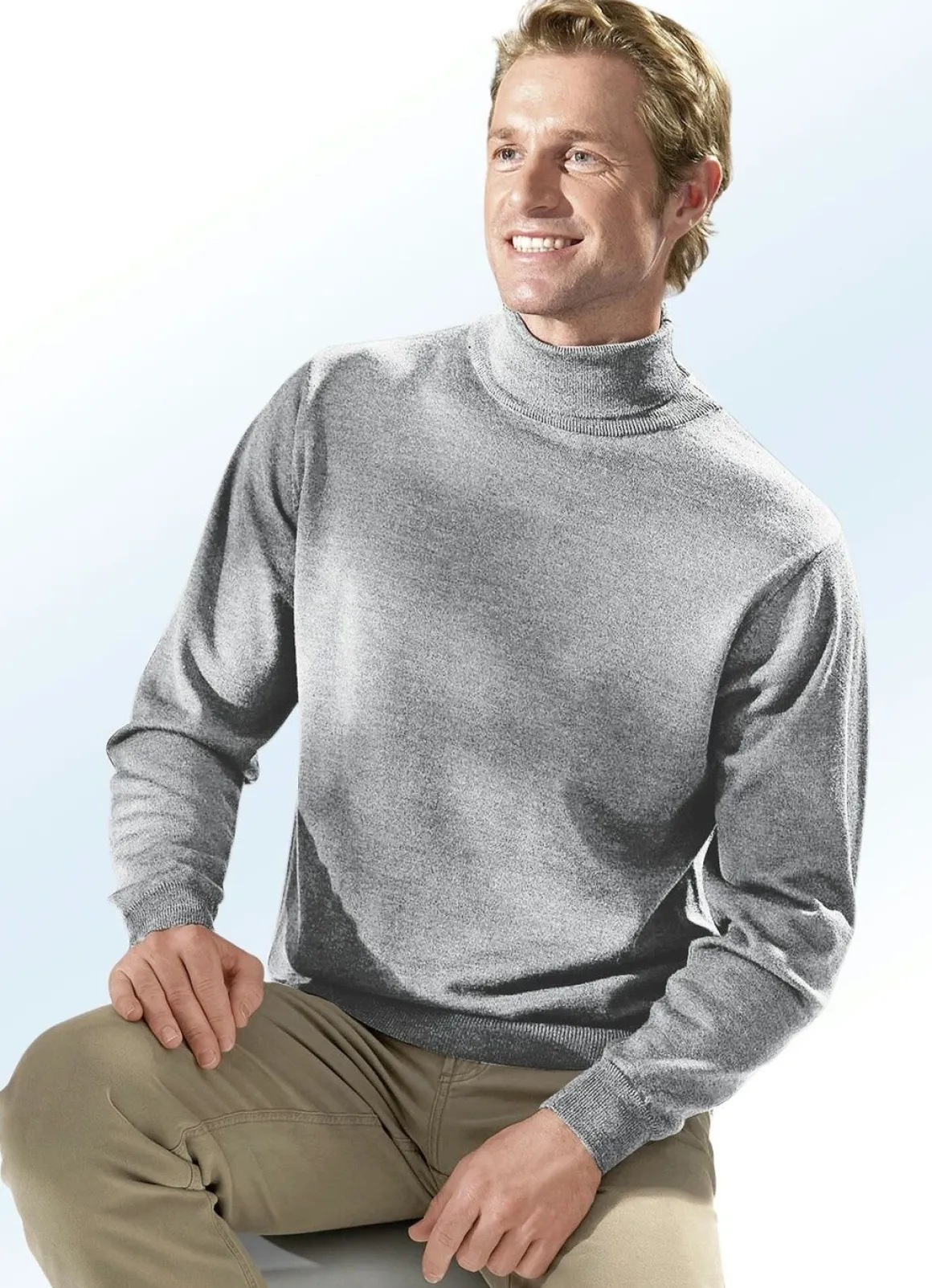 Rollkragenpullover in 3 Farben mit Rippenstrick-Abschlüssen