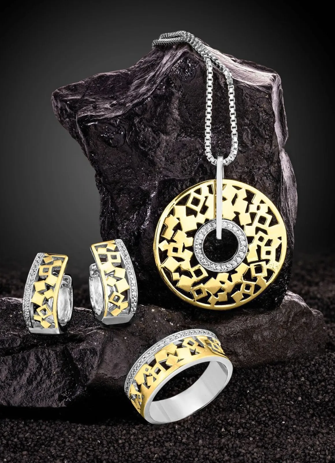 Schicker Anhänger in Bicolor mit Zirkonia