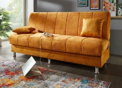 Schlafsofa mit Bettkasten und Dekokissen