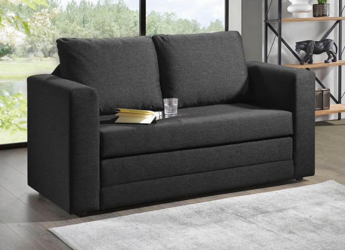 Schlafsofa mit 2 großen, weichen Rückenkissen