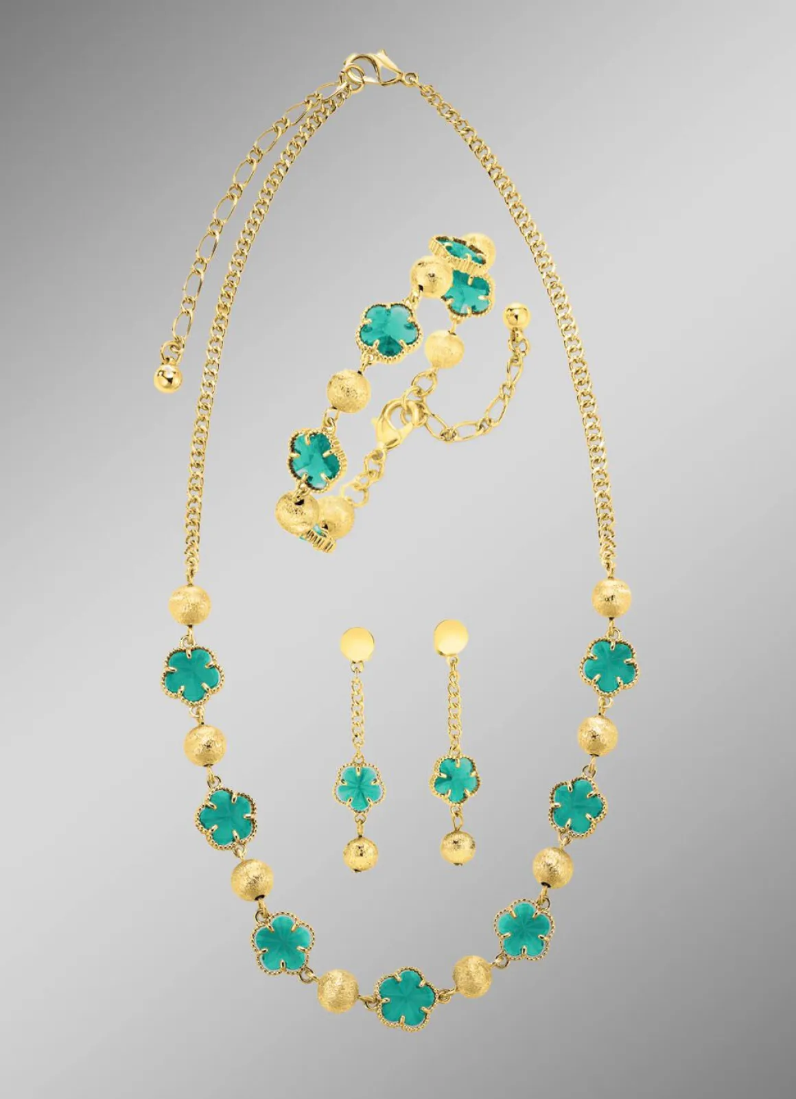 Schmuckset, 3-teilig, im Blumendesign