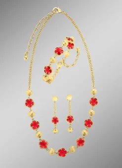 Schmuckset, 3-teilig, im Blumendesign