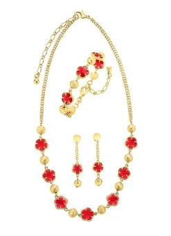 Schmuckset, 3-teilig, im Blumendesign
